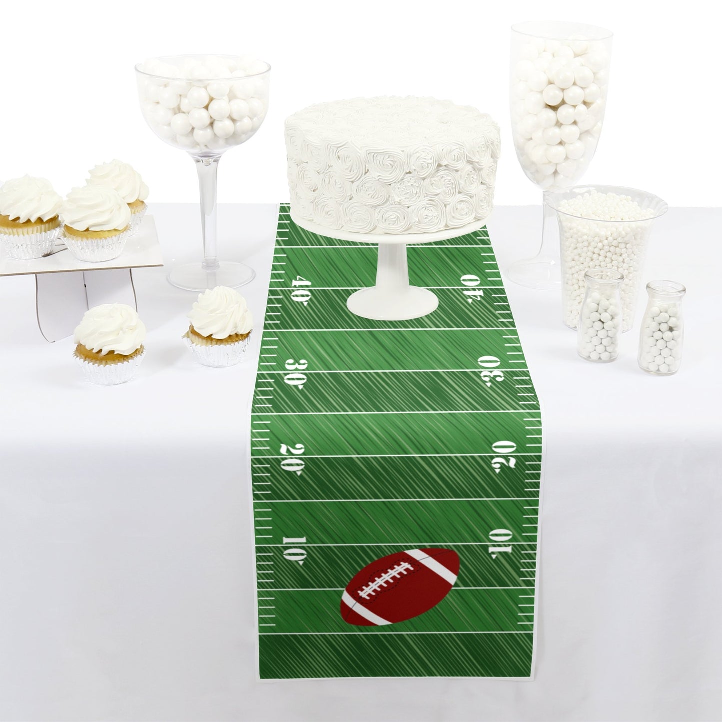 Big Dot of Happiness End Zone - Football - Petite Baby Shower or Birthday Party Paper Table Runner - 12 x 60 inches