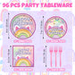 Uywgaun 96 Pcs Cat Birthday Party Decorations Paper Party Plates and Napkins for Cat Themed Party Supplies Dessert Tableware Set for Kids Birthday