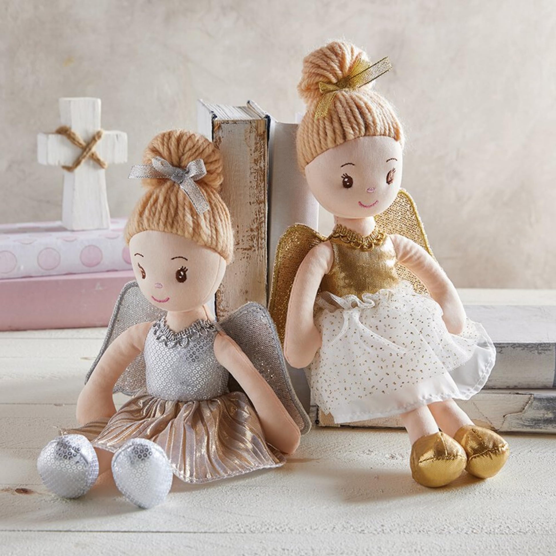 Stephan Baby Plush Angel Doll, Silver Wings