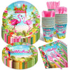 175 Pcs Aloha Tropical Flamingo Party Supplies Set - Serves 25, Hawaiian Luau Disposable Tableware, Includes Plates, Cups, Napkins, Forks, Spoons