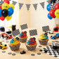 TecUnite 100 Pcs Race Car Checkered Flag Cupcake Wrappers Liners and 100 Pcs Cupcake Toppers Race Car Party Cake Decoration for Racing Checkered Theme