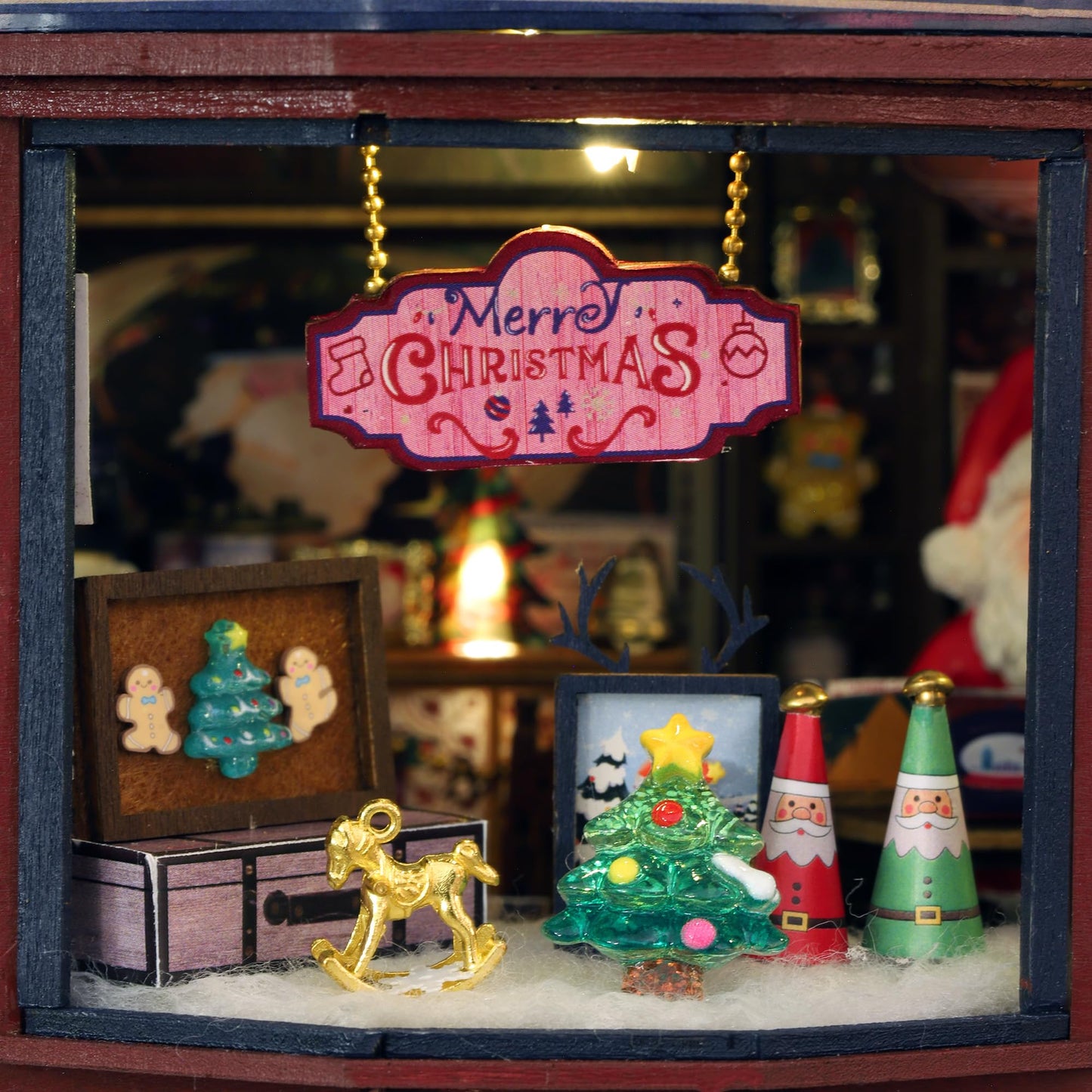 Hands Craft Christmas Wonderland DIY Miniature House Kit with Music & LED Lights - Holiday Storefront 3D Puzzle - Festive Craft Kit for Adults & Teens