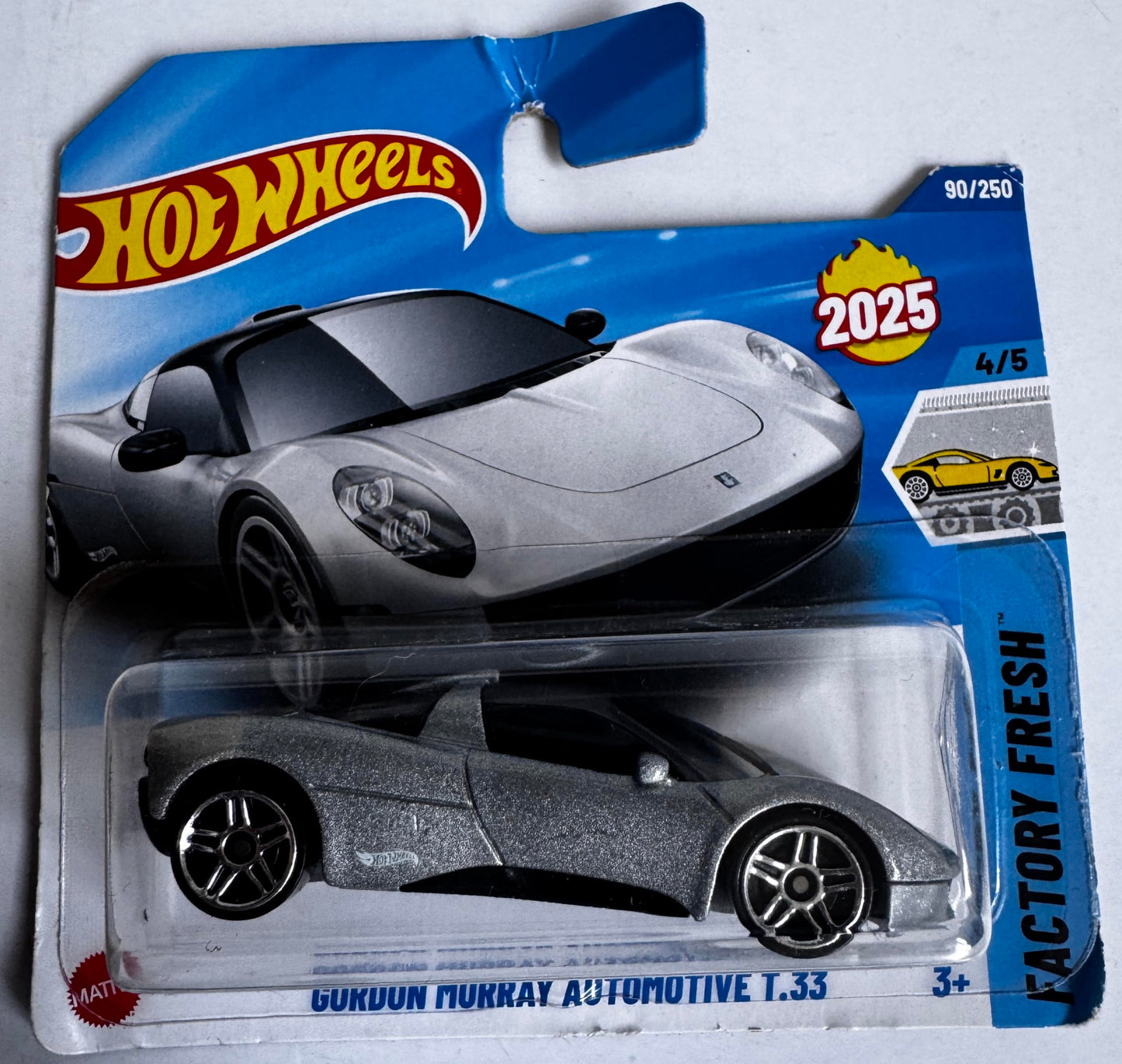 Hot Wheels Gordon Murray T.33 Diecast Car, Factory Fresh Series, 1:64 Scale, Silver
