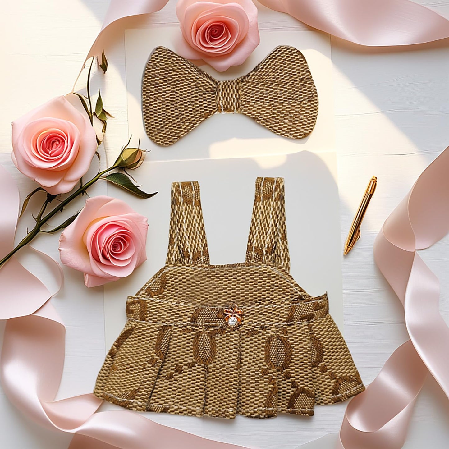Treayes 17cm Doll Clothes - Princess Dress with Velvet Hair Bow, Party Outfits for 6.7 Inch Dolls, Luxury Chic Style Set, High-End Fashion Accessories