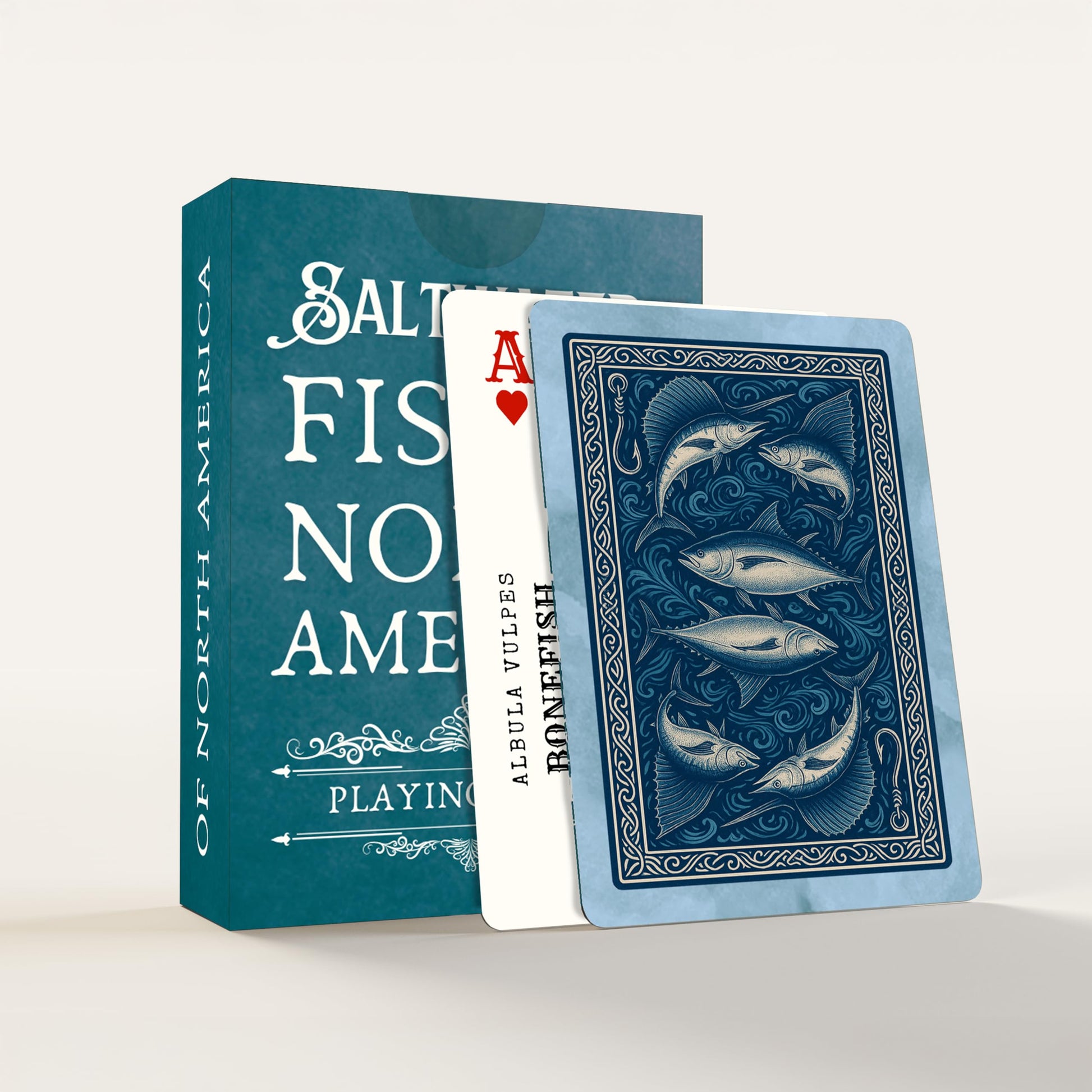 Saltwater Fish Plastic Playing Cards: Waterproof, Learn 52 Species While You Play; the Ultimate Fishing Gear Addition, Fits in Any Fishing Tackle Box