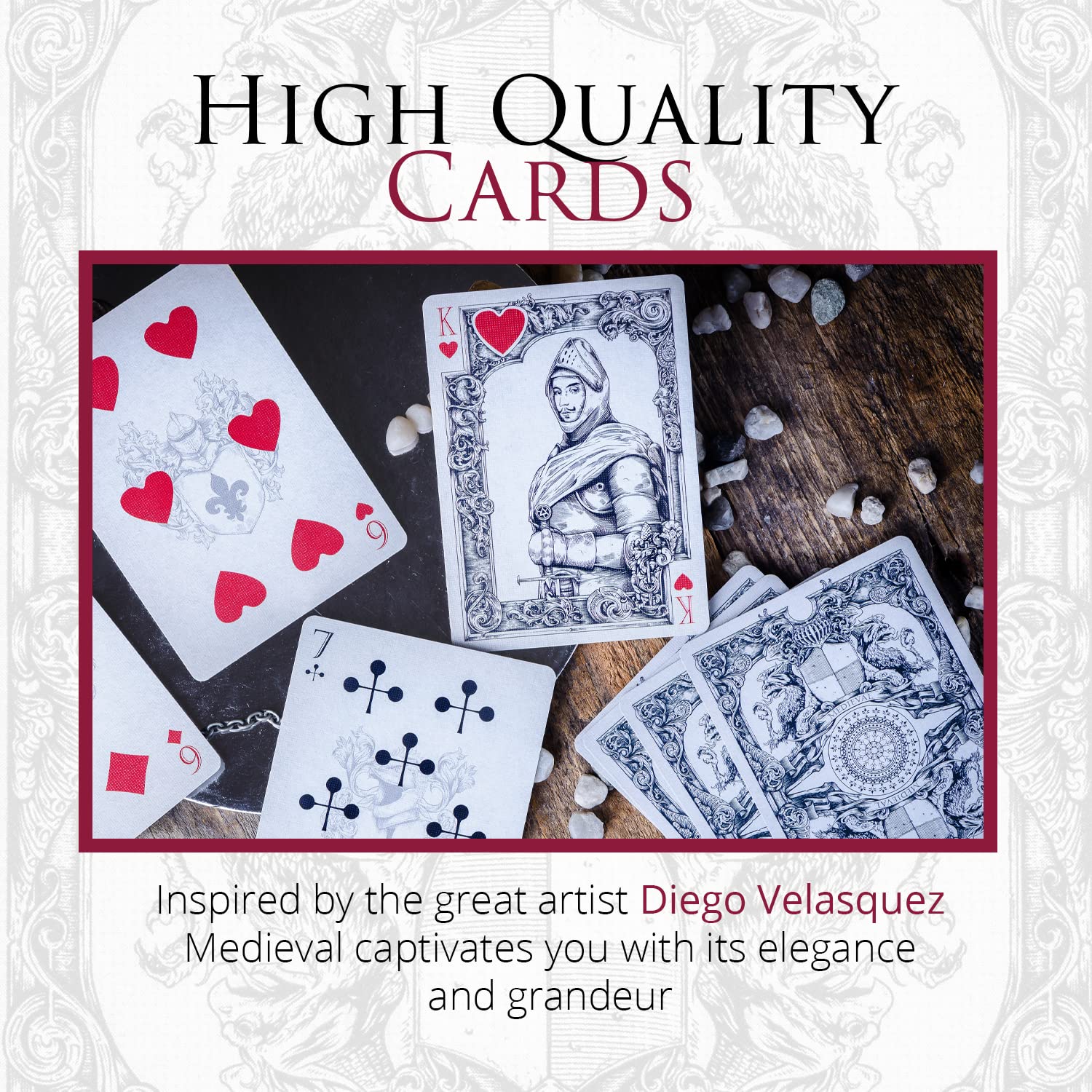 Medieval Playing Cards - Professional Poker Cards in Period-Authentic Middle Ages Designs - Black Edition - Great for Magic, Cardistry, Gameplay