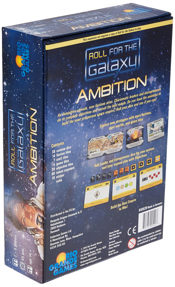 Rio Grande Games Roll for The Galaxy: Ambition Expansion - Strategy Board Game with Customizable Tank
