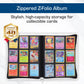 BCW Z-Folio 9-Pocket LX Album - White | Secure Zipper Card Organizer | Premium Leatherette Card Collection Binder | Trading Card Binder for Pokemon