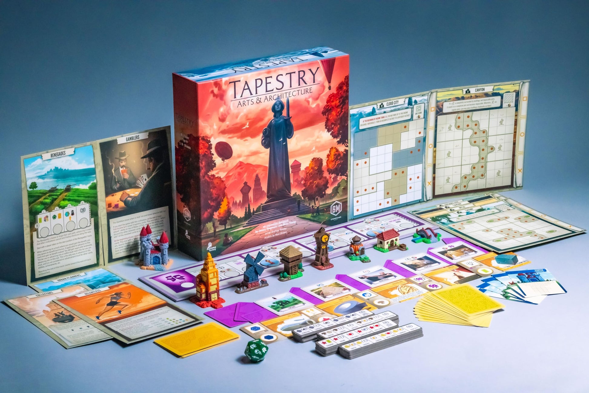 Stonemaier Games: Tapestry: Arts & Architecture Expansion by Jamey Stegmaier & Mike Young | Add to Tapestry | New Capital City Mats, Advancement