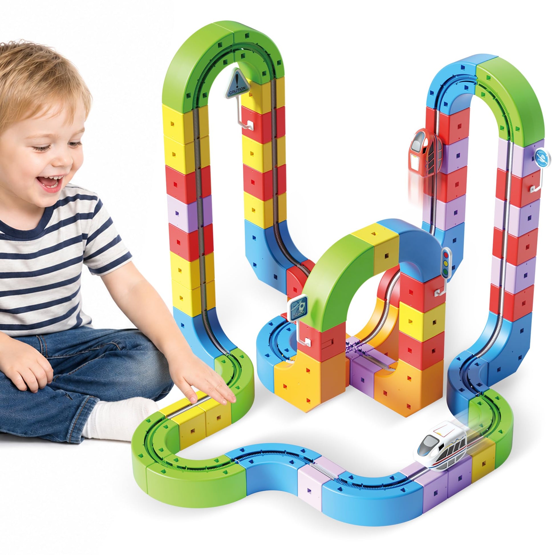 AiDwell 3D Anti-Gravity Infinity Track Set 121PCS with 2 Electric Trains