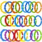 KUTOI Baby Rings Toy Links - 24 Pcs Colorful Teething Rings, Car Seat Toy Plastic Chain Links for Infants, Engaging car seat Toys, Hanging Baby Toys