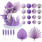 38 PCS Balls Cake Toppers Palm Leaves Cake Decorations for Birthday Wedding Baby Shower Party Supplies (Purple)