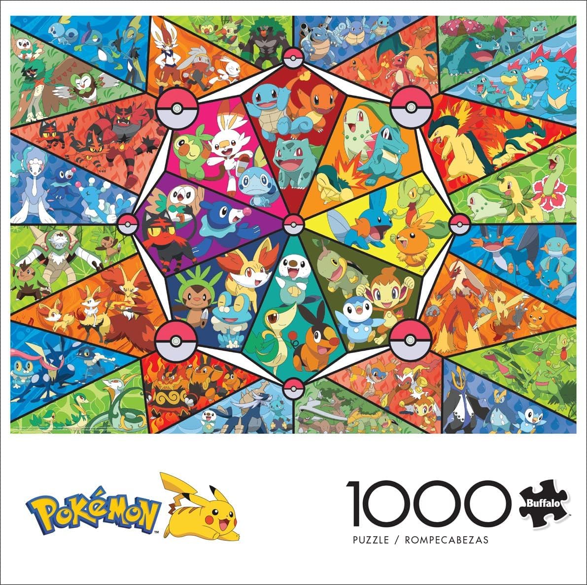 Buffalo Games Pokemon Stained Glass Starters, 1000 Piece Pokemon Puzzle