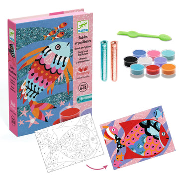 DJECO Fish Rainbow Colored Sand and Glitter Craft Kit