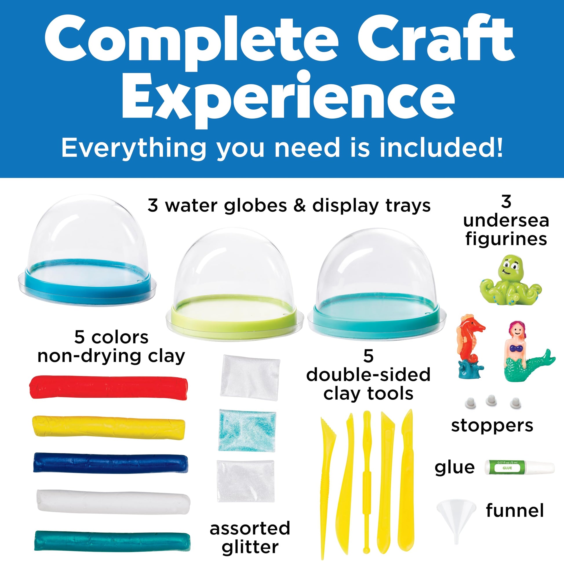 Creativity for Kids Make Your Own Under the Sea Water Globes - Make 3 DIY Snow Globes, Arts and Crafts for Boys and Girls, Kids Activities