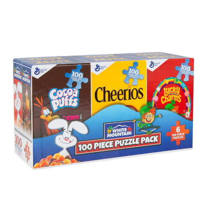 White Mountain 100 Piece Jigsaw Puzzles, Includes 6, Mini Cereal Boxes