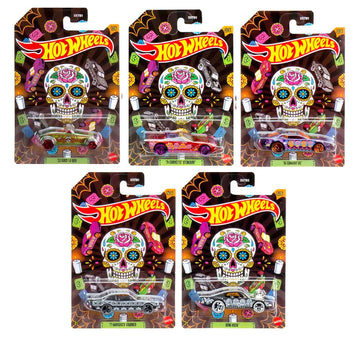 Hot Wheels 2023 Día de Los Muertos Halloween Complete 5?Car Set - Die?Cast Metal, 1:64 Scale, Ages 3+