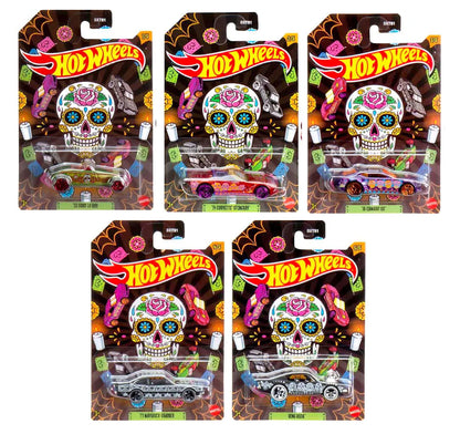 Hot Wheels 2023 Día de Los Muertos Halloween Complete 5?Car Set - Die?Cast Metal, 1:64 Scale, Ages 3+