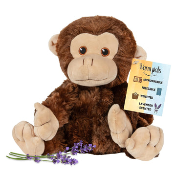 1i4 Group Marvin the Monkey - Microwavable & Weighted Plush Stuffed Animal - Heated Plushie for Warmth - Cute, Soft, Cozy Toy for Adults & Children