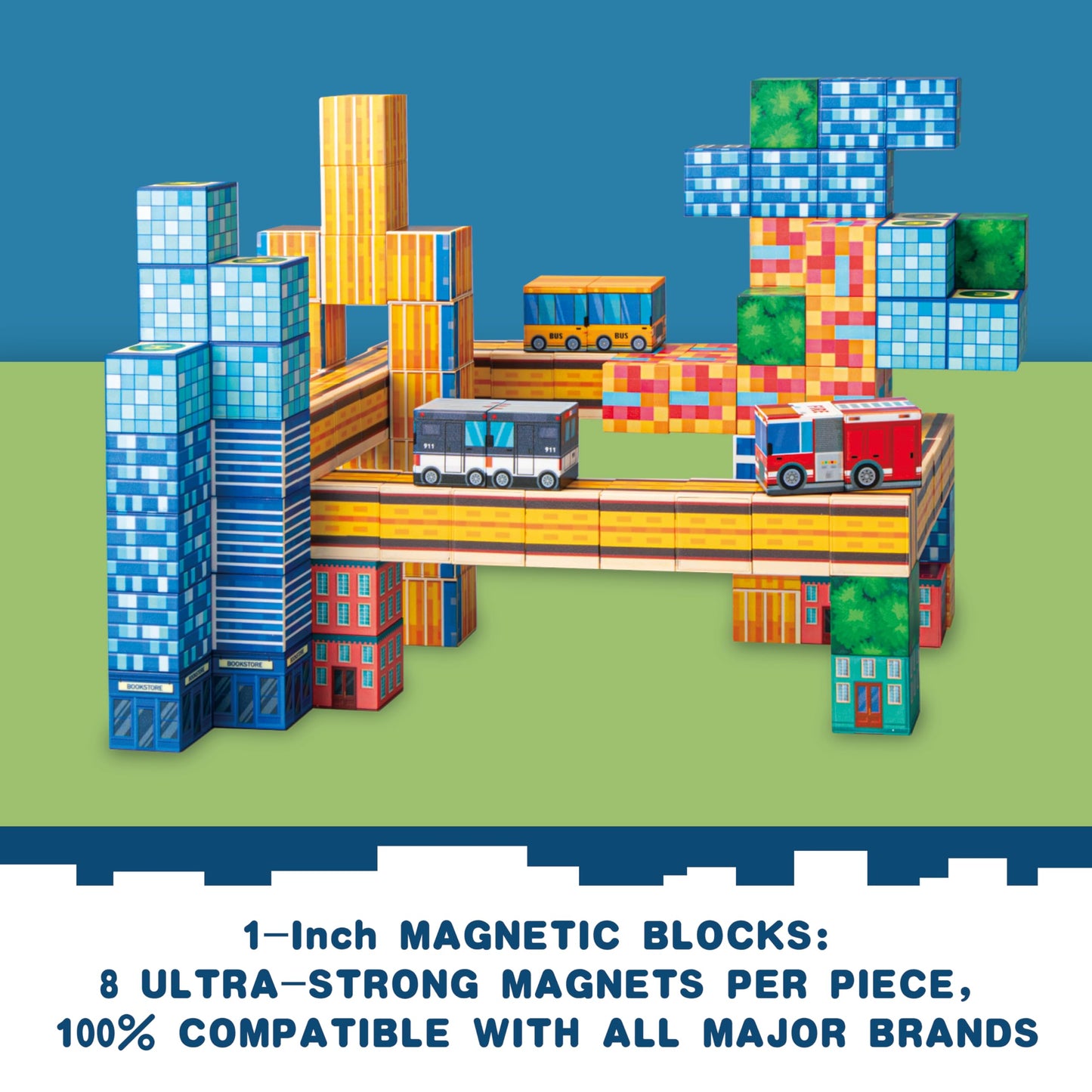 SSKIDSTOYS Magnetic Blocks-140PCS 1 in Big Size Magnetic Building Blocks, Magnetic Tiles Kids Build Cubes 2026 Upgraded STEM Game Toys, Christmas