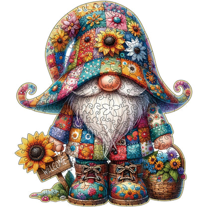Hlison Wooden Jigsaw Puzzles, Gnome Wooden Puzzles for Adults with Unique Shape, Medium 10.3"x11.8" Wooden Puzzles with Exquisite Wooden Box Packaging
