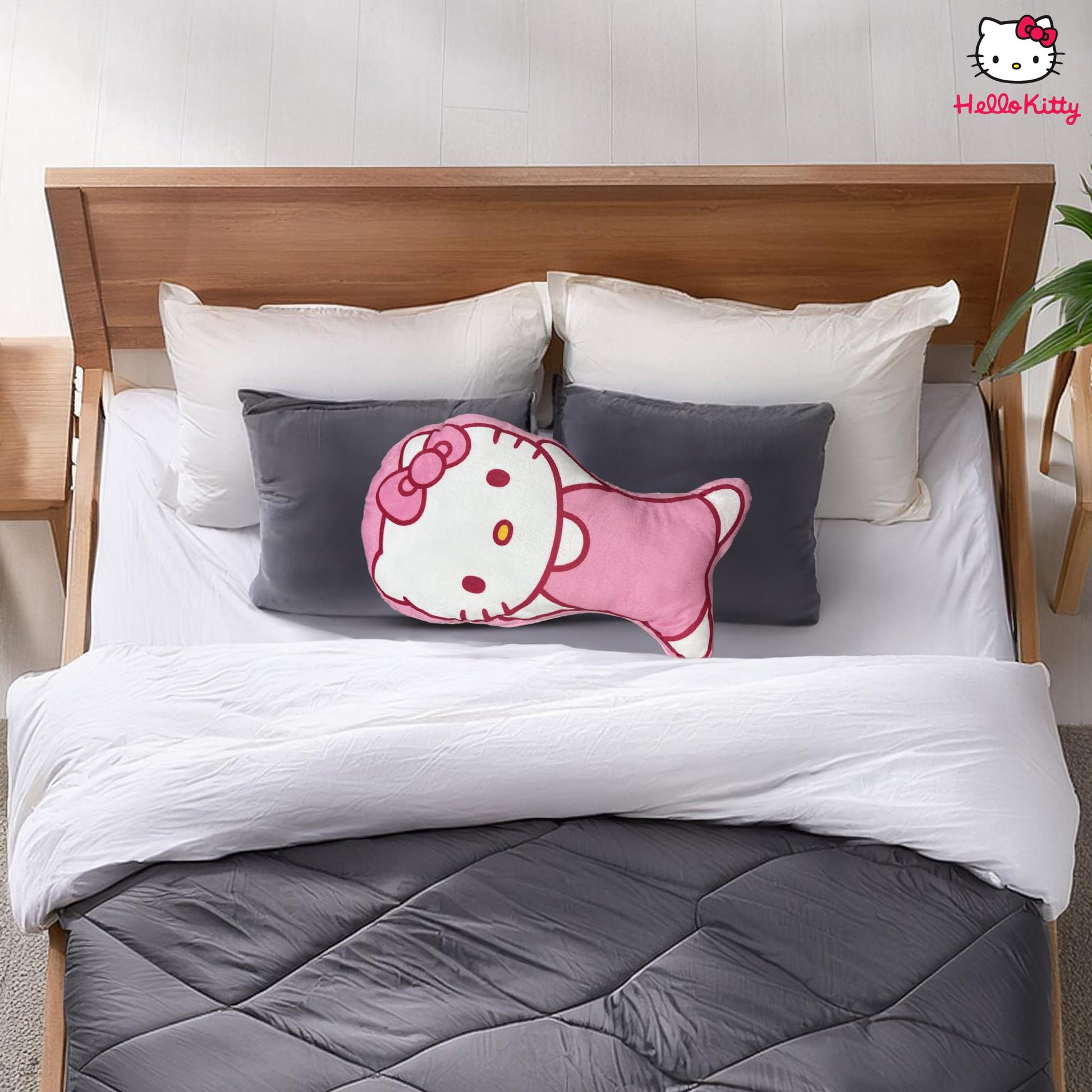 Hello Kitty Snuggle Pillow | Hello Kitty Home Goods | Hello Kitty Pillow Plush | Hello Kitty Pillow Cover Included | Pink/White | 15" | Officially