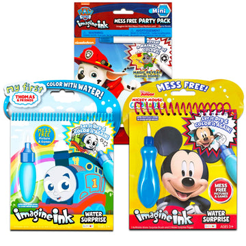 Bendon Water Painting Books Set for Toddlers Kids Ages 3-5 ~ 3 Pack No Mess Paint with Water Books with Water Surprise Brushes Thomas the Train