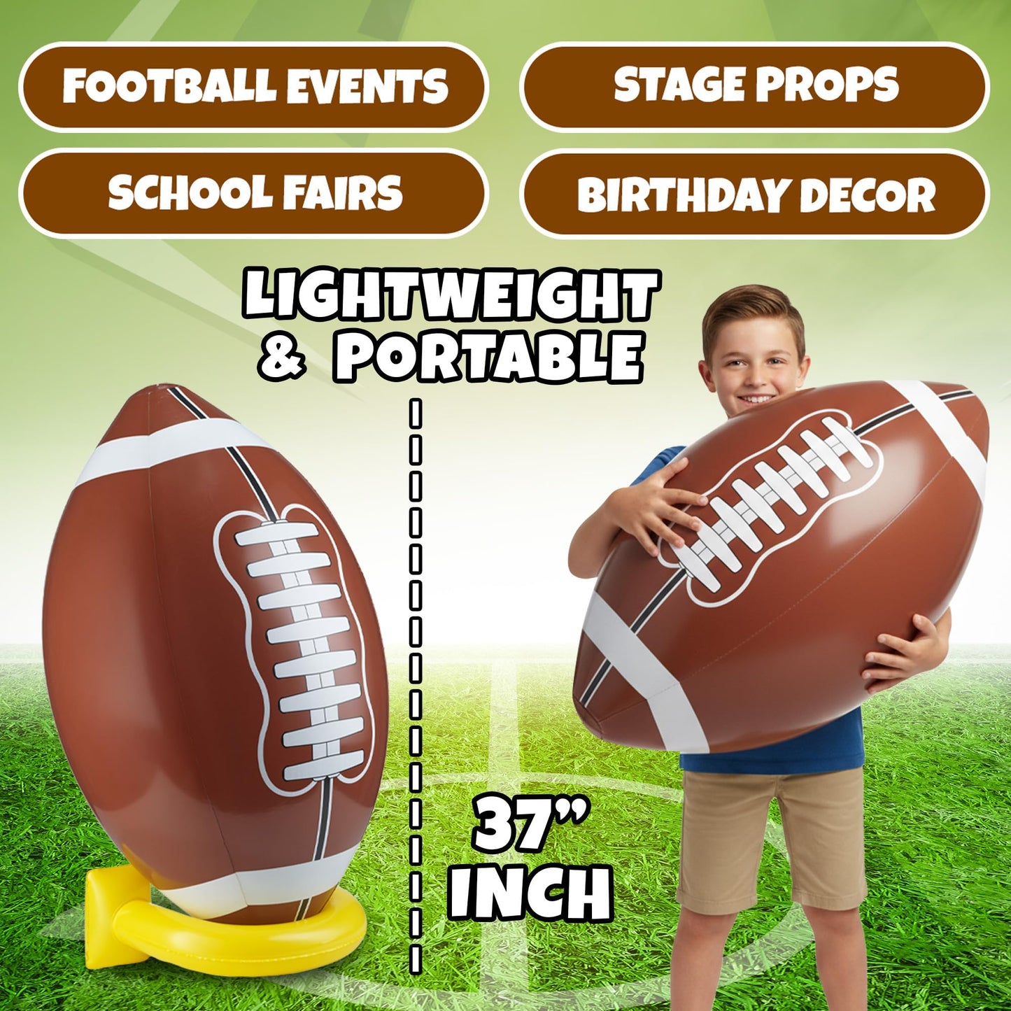 KiddieLoot 36" Jumbo Blow Up Football Field Goal Party Decorations w/Tee