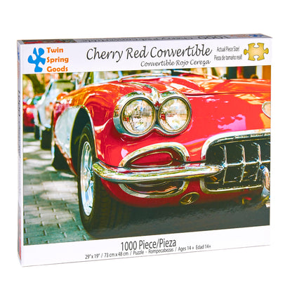 Twin Spring Goods 1000 Piece Jigsaw Puzzle for Adults Cherry Red Vintage Convertible Classic Car Puzzle Large Pieces Relaxing Gift for Men, Women