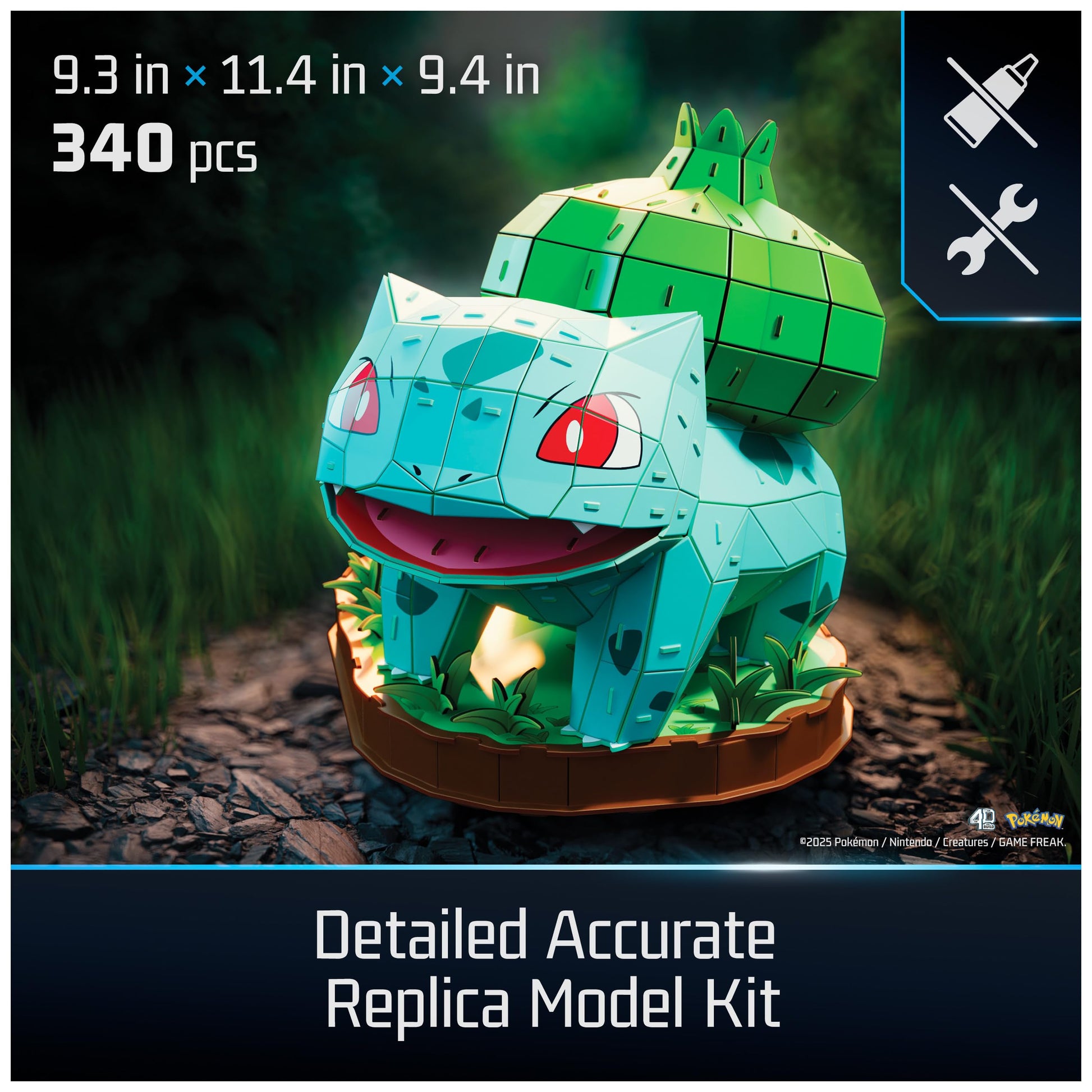 4D Build Pokémon Bulbasaur 3D Puzzle Model Kit, Desk Décor, Shelf Display