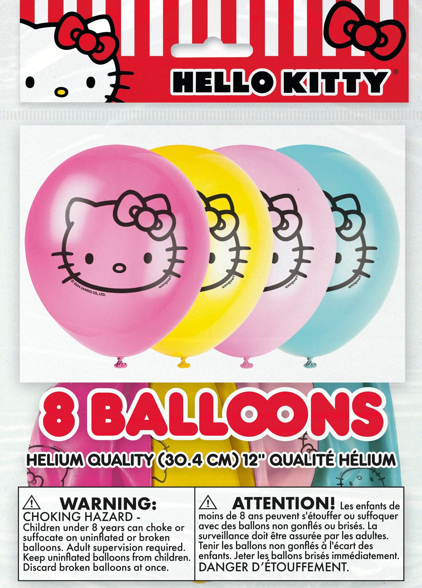 Hello Kitty Latex Balloons - 12", 8 Count, Vibrant Birthday Party Decorations