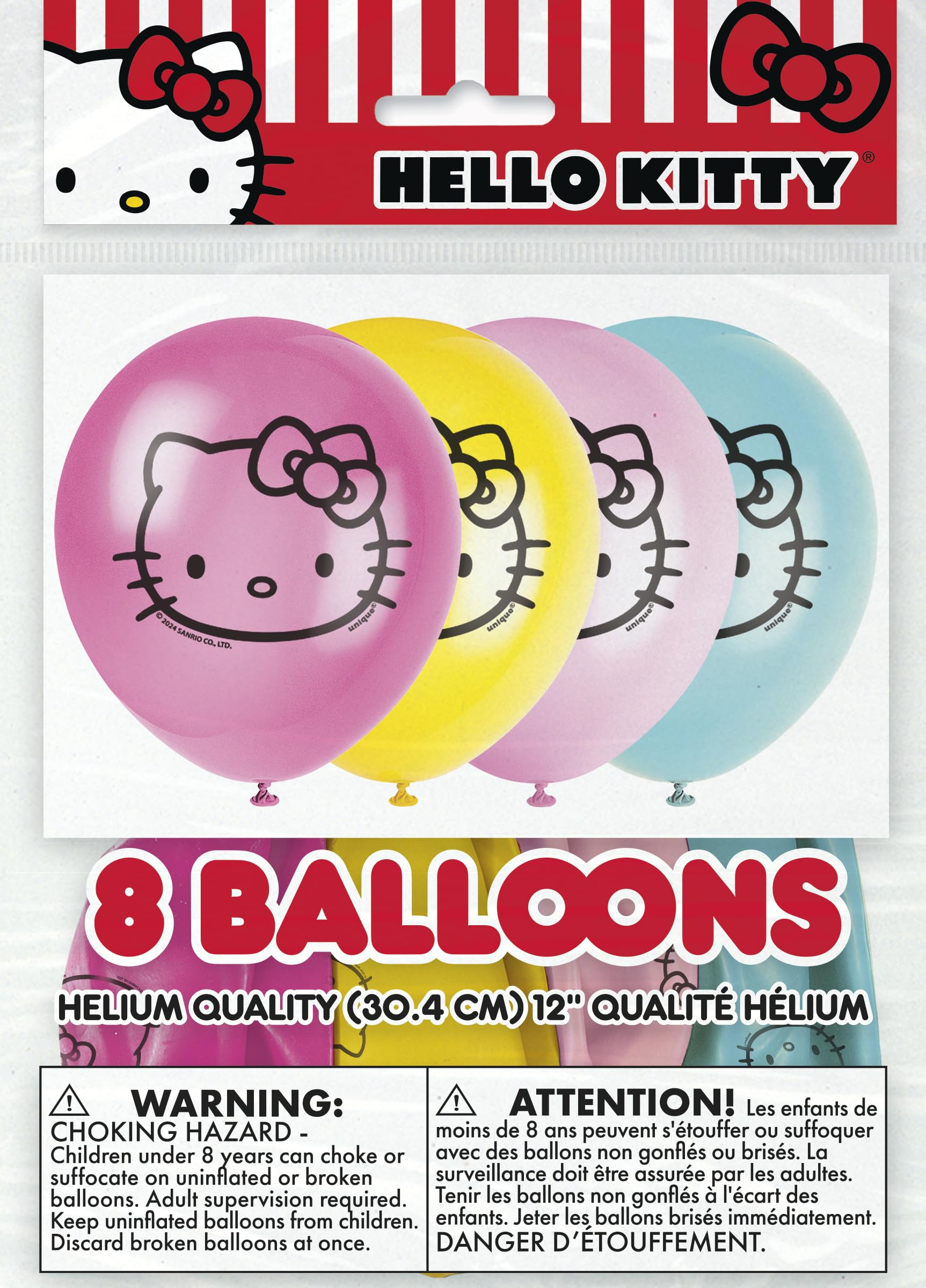 Hello Kitty Latex Balloons - 12", 8 Count, Vibrant Birthday Party Decorations