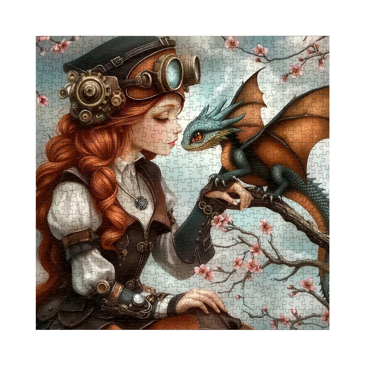 Magic Woman Dragon Puzzles for Adults 1000 Pieces, Fantasy Vintage Flower Jigsaw Puzzle, Impossible Difficult Art Puzzles