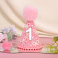 MAMUXI Pearl Bow Pink 1st Birthday Hat - Sweet One Birthday Party Decorations, Bling Bling Pink Hat Photo Props, Little Princess First Party