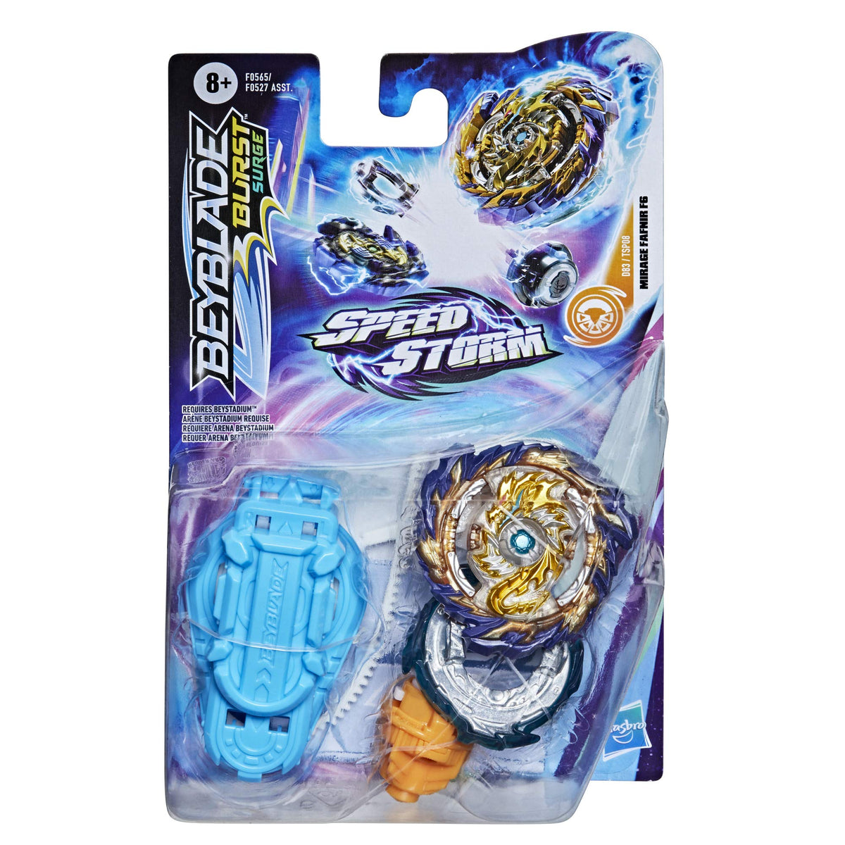-Beyblade Burst Surge Speedstorm Mirage Fafnir F6 Spinning Top Starter Pack - Stamina Type Battling Game Top with Launcher, Toy for Kids