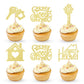 Sweet Home Happy Birthday Cupcake Toppers Gold Glitter Party Decoration