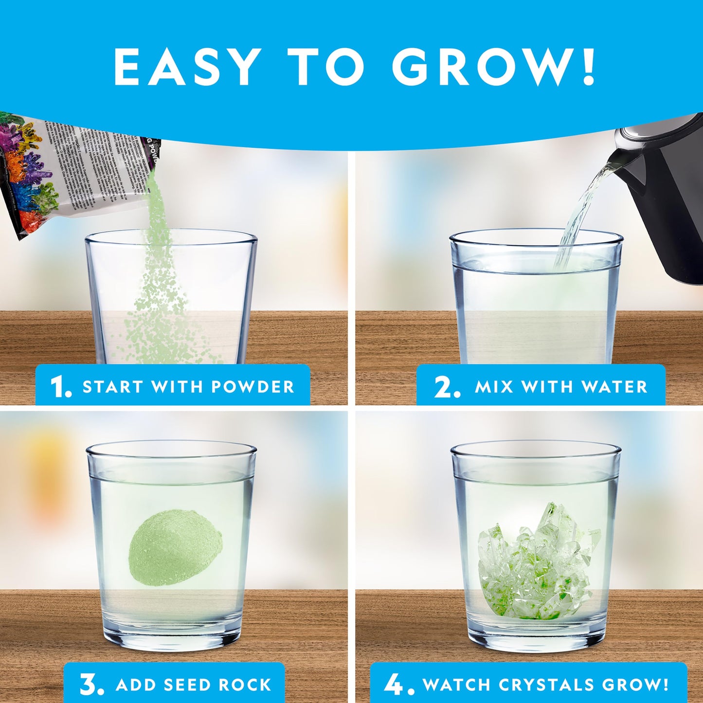 National Geographic Jumbo Crystal Growing Kit - Grow Your Own Giant Glow in The Dark Crystal in a Few Days, Science Kit, Grow Crystals for Kids, STEM