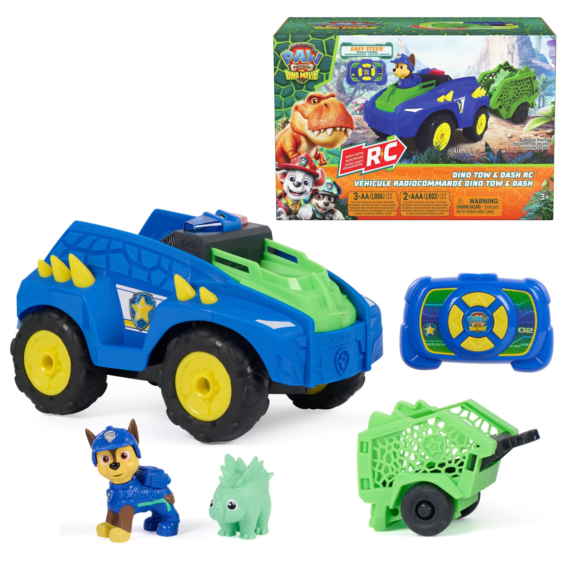 PAW Patrol: The Dino Movie Dino Tow & Dash RC with Chase & Dinosuar Figures