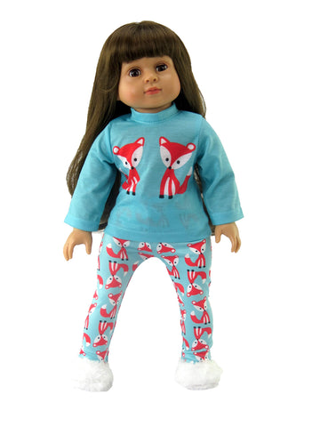 American Fashion World Mint Green Fox Pajamas for 18-Inch Dolls | Premium Quality & Trendy Design