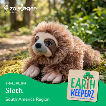 The Petting Zoo Sloth Stuffed Animal Plushie, Gifts for Kids, Earth Keeperz Wildlife Animals, Zoologee Brown Sloth Plush Toy, 10 inches