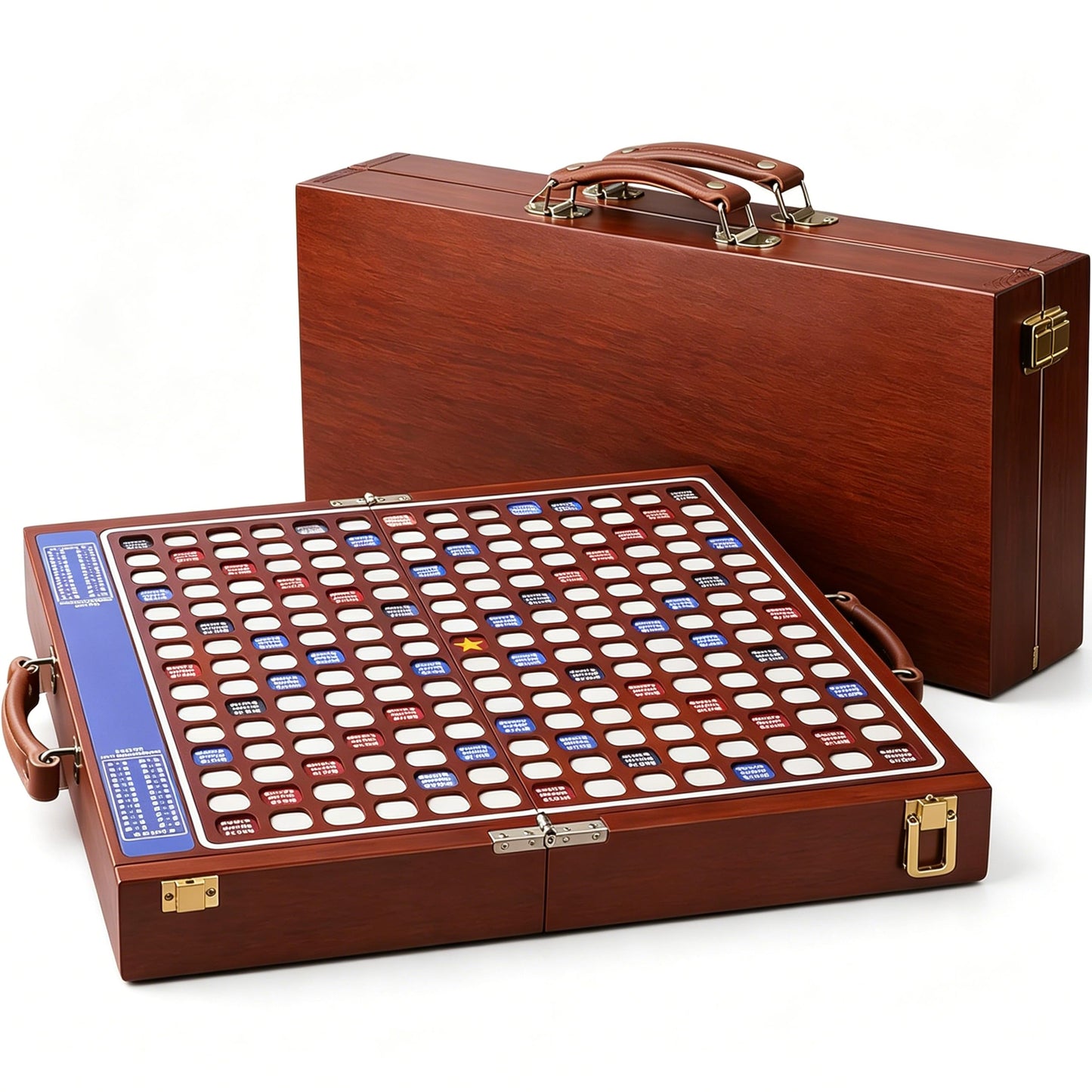 【Solid Wood】Deluxe Travel Scrabble Game,Rotatable Large Scrabble Deluxe,Raised Letter Grid,Foldable&Portable Design,Integrated Storage,100 Letter