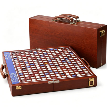 【Solid Wood】Deluxe Travel Scrabble Game,Rotatable Large Scrabble Deluxe,Raised Letter Grid,Foldable&Portable Design,Integrated Storage,100 Letter