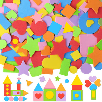 3260Pcs Foam Shape Stickers,Self Adhesive EVA Foam Stickers with Assorted Shapes and Colors,Geometric Heart Star Foam Craft Stickers for Scrapbooking