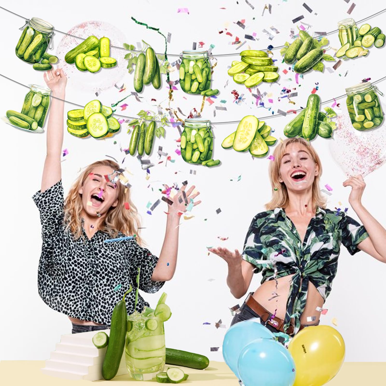 Pickle Birthday Banner: Pickle Party Decorations Funny Pickle Garland Party Supplies, Cartoon Funny Fruit Cucumber for Pickle Birthday Party