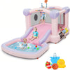 AKEYDIY Bounce House for Kids, Pastel Bouncer with Slide, Pink Inflatable Jumping Bouncy Castle for Birthday Party Gifts Outdoor & Indoor, UL Blower