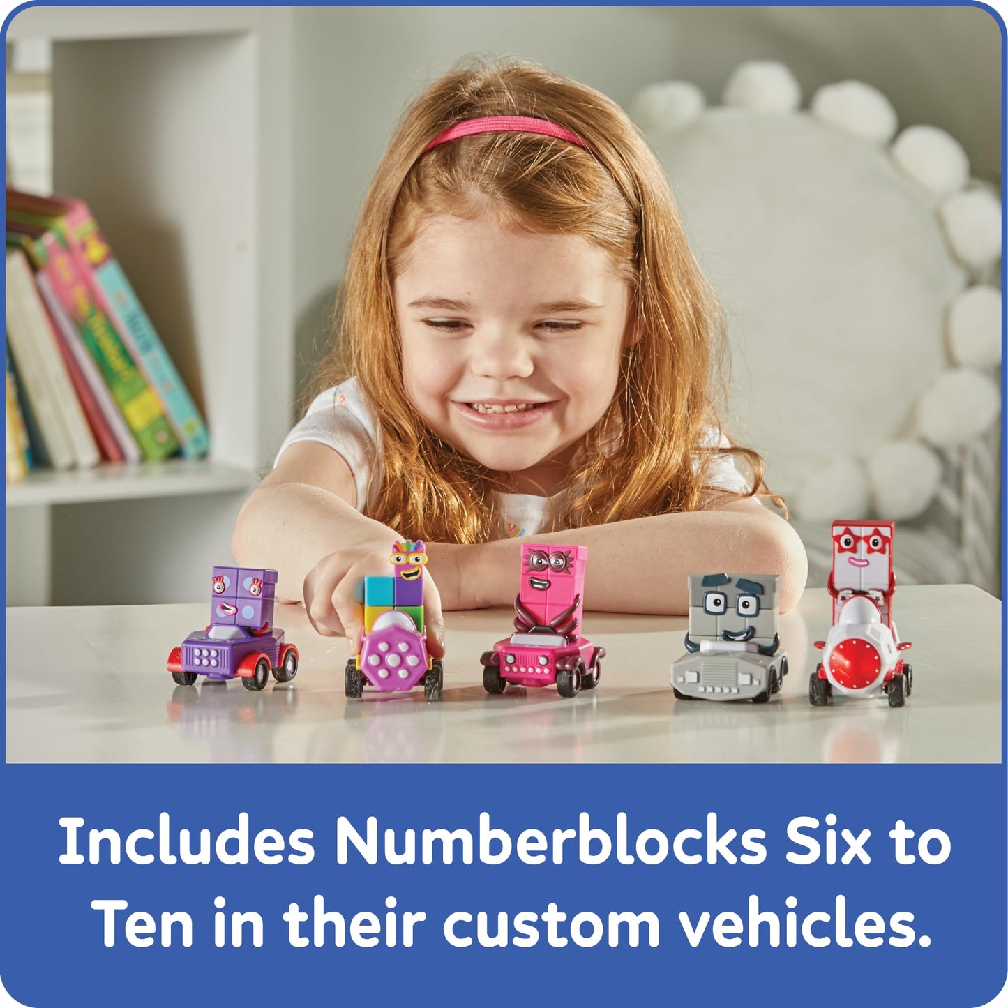 hand2mind Numberblocks Six to Ten Mini Vehicles, Race Car Toys, Preschool Math Counting Toys, Action Figure Set, Numbers for Toddlers, Small Figurines