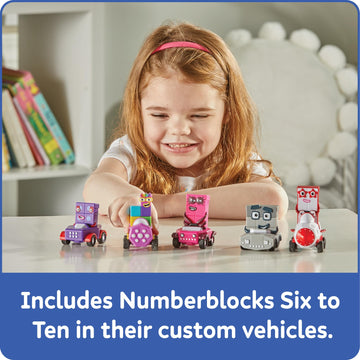 hand2mind Numberblocks Six to Ten Mini Vehicles, Race Car Toys, Preschool Math Counting Toys, Action Figure Set, Numbers for Toddlers, Small Figurines