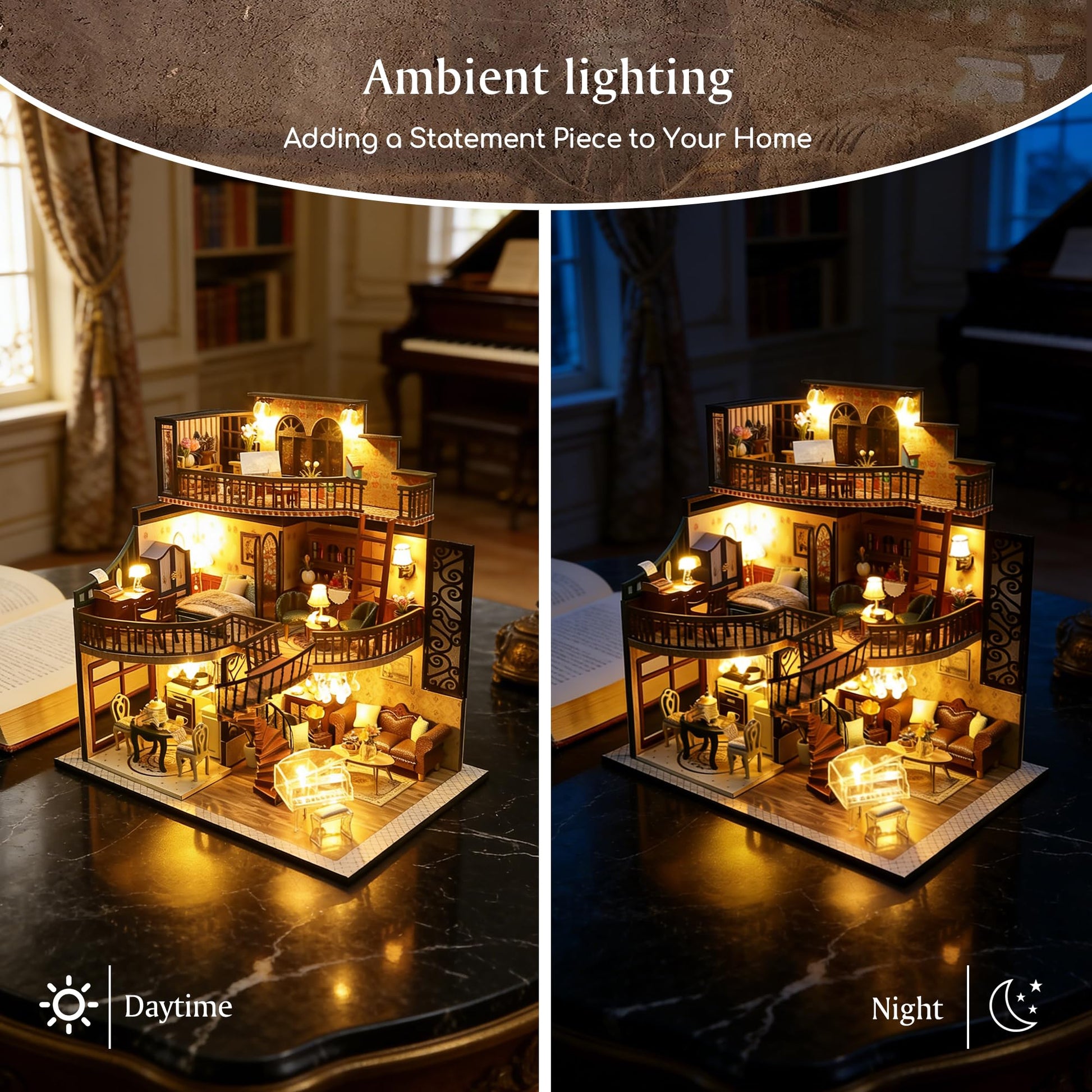 DIY Miniature House Kit, DIY Book Nook with LED Light | 3D Puzzles for Adults and Teens, Tiny House Building Kits for Bookshelf Decor, Creative Gift