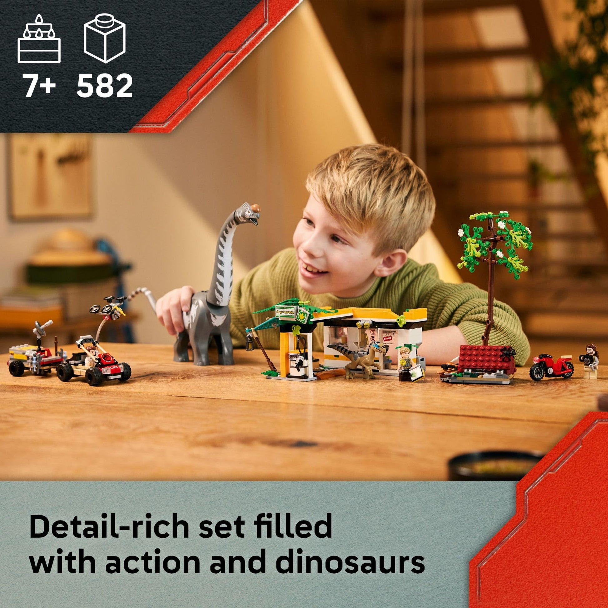 LEGO Jurassic World Raptor & Titanosaurus Tracking Mission Kids Toy - Building and Learning Toy for Pretend Play - Dinosaur Action Figures for Boys &