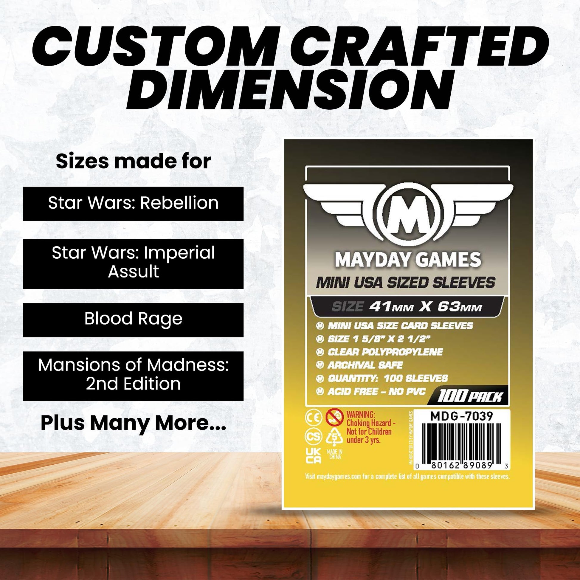 MayDay Games Mini USA Card Sleeves 41x63mm - Clear Polypropylene, 40 Micron, 400 Standard Board Game Card Sleeves- MDG-7039